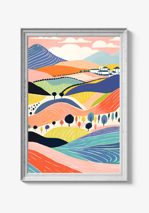 Plakat med vilde blomster i abstrakt stil.