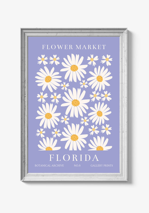 Farverig vægplakat med smukke blomsterillustrationer.