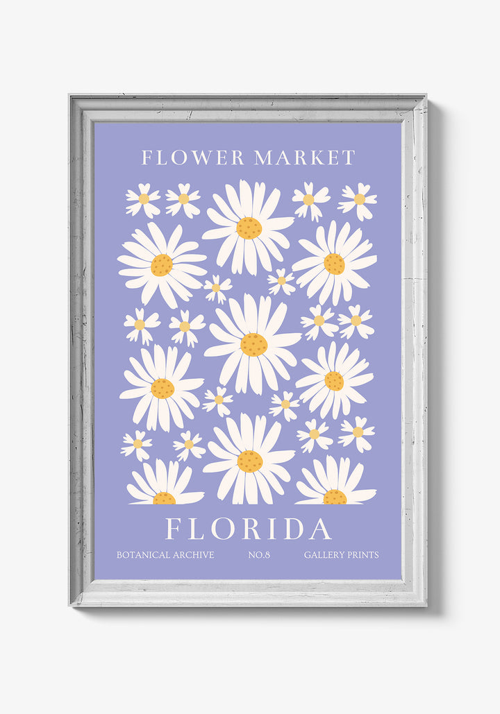 Farverig vægplakat med smukke blomsterillustrationer.