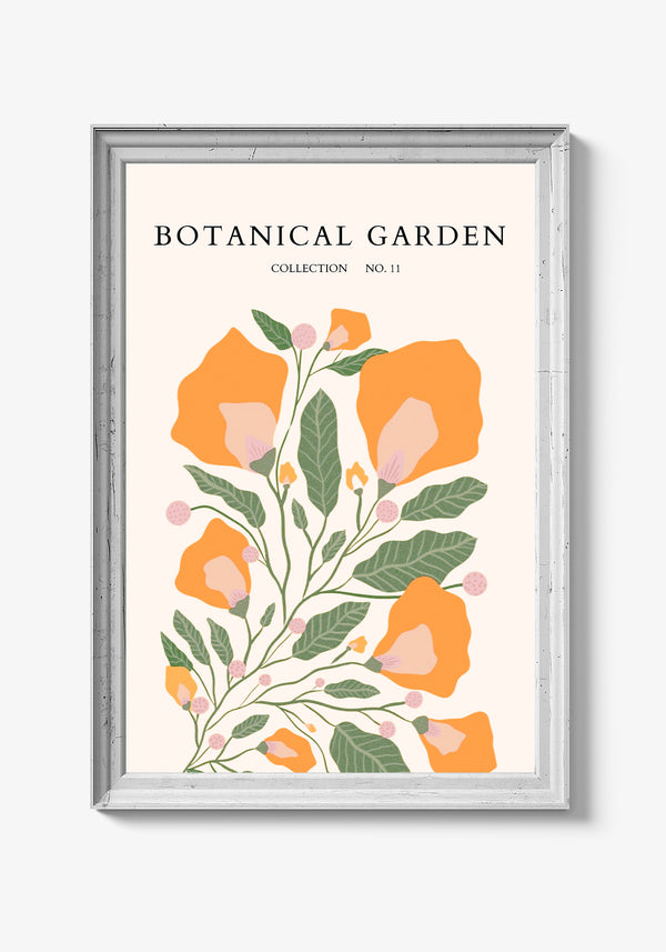 Blomsterplakat til stuen med elegant ramme.