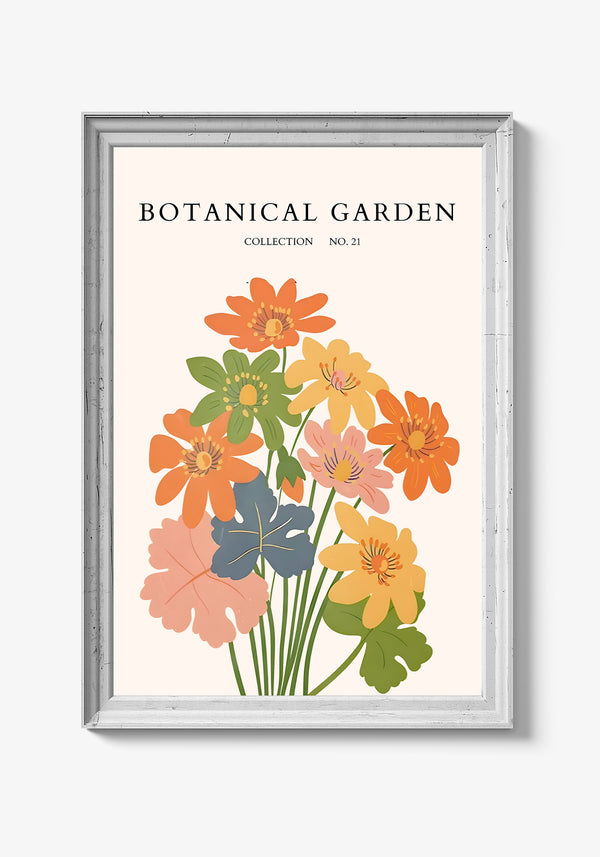 Naturplakat med sommerblomster og lyse toner.