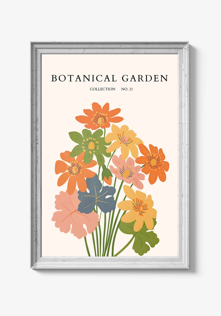 Naturplakat med sommerblomster og lyse toner.