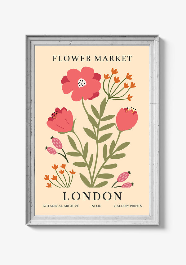 Blomsterplakat i nordisk designstil.