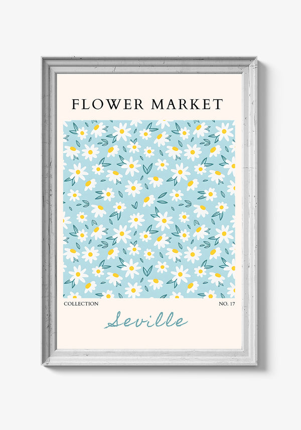 Vaseplakat med gyldne detaljer og blomster.
