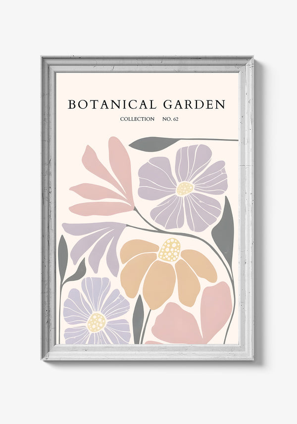 Farverig naturplakat med engblomster.