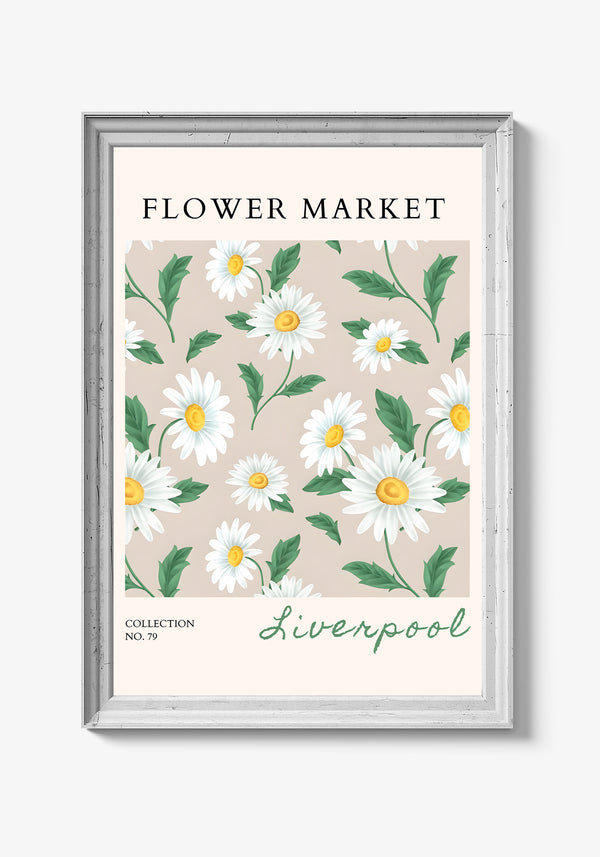 Abstrakte blomster på farverig kunstplakat.