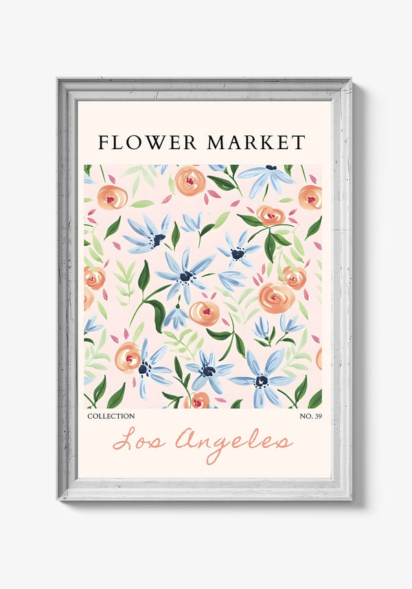 Botanisk kunstplakat med sarte blomstermotiver.