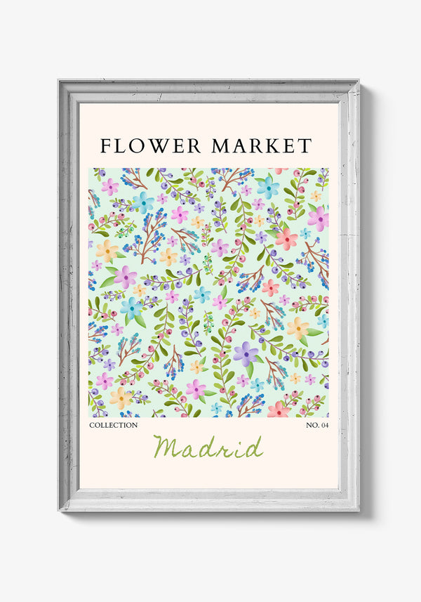 Plakat med blomstrende eng og delikate detaljer.