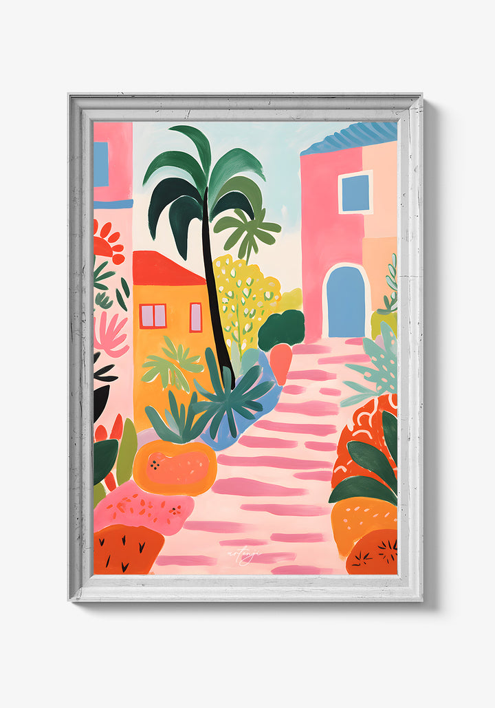 Akvarelblomster på vintageinspireret plakat.