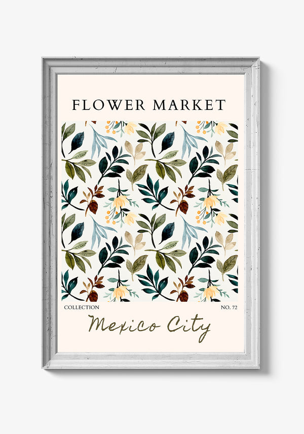 Blomsterplakat med varme jordtoner og abstrakt touch.