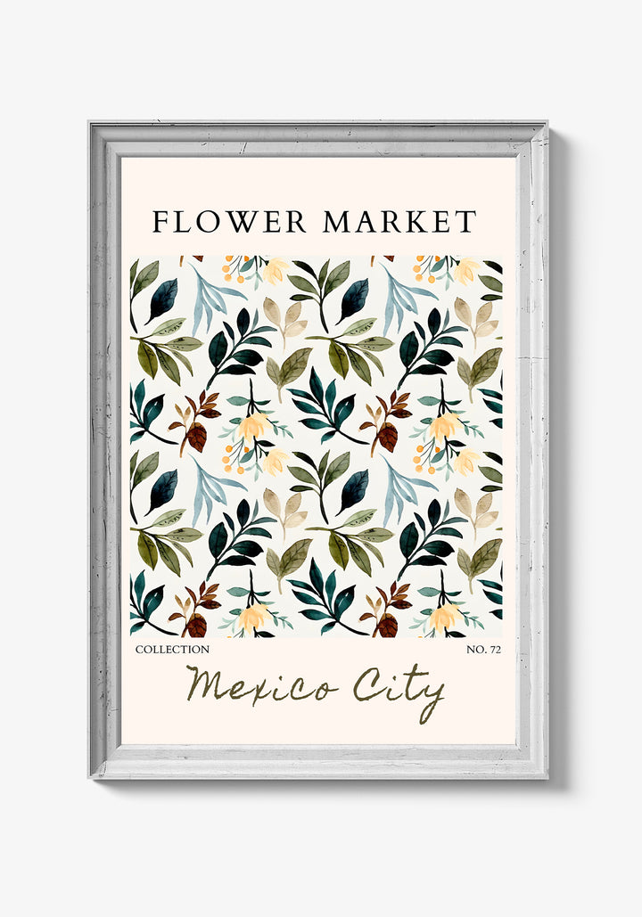 Blomsterplakat med varme jordtoner og abstrakt touch.
