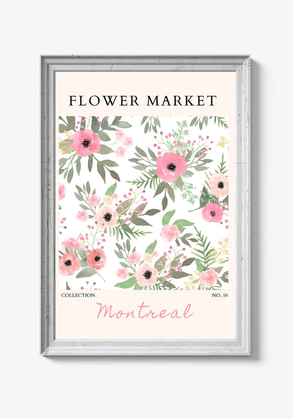 Kreativ plakat med dynamisk blomstermotiv.