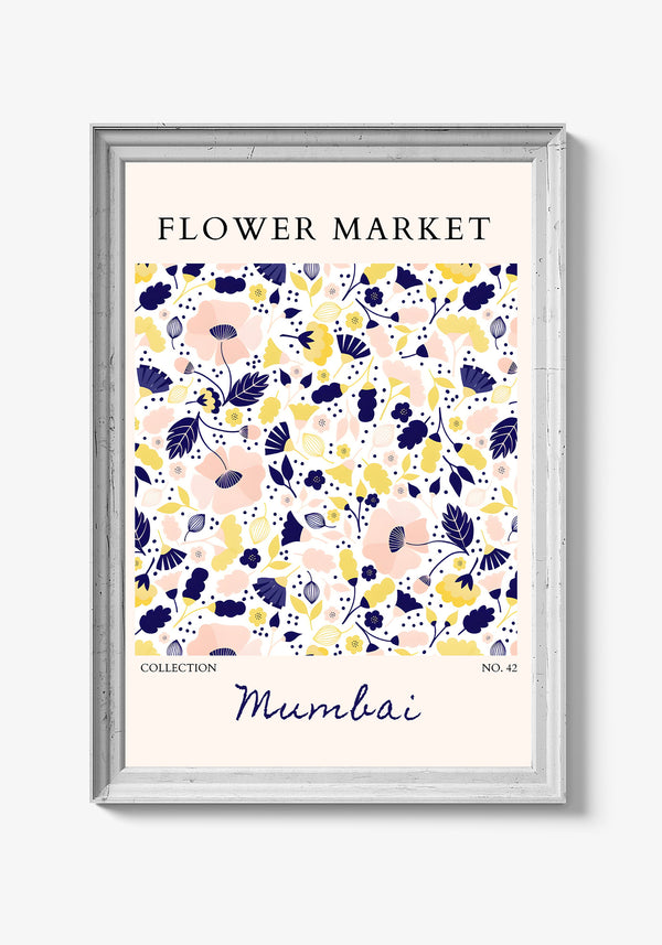 Pastelfarvede blomster med sarte blade.