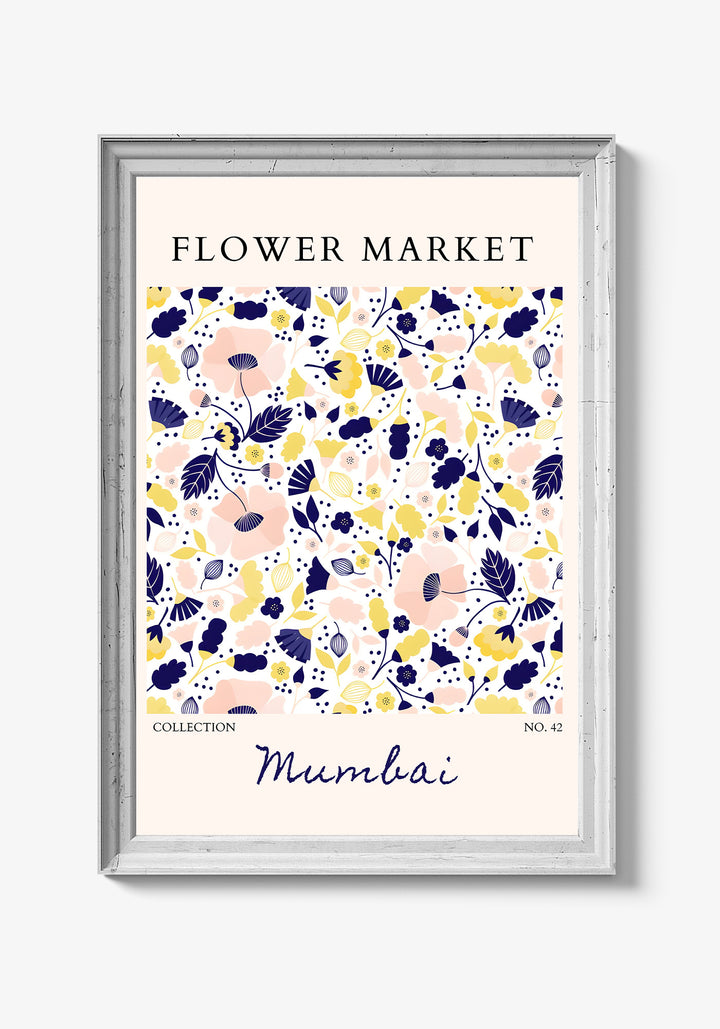 Pastelfarvede blomster med sarte blade.