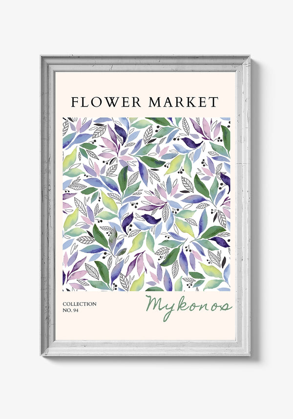 Naturplakat med fokus på vilde blomster og græs.