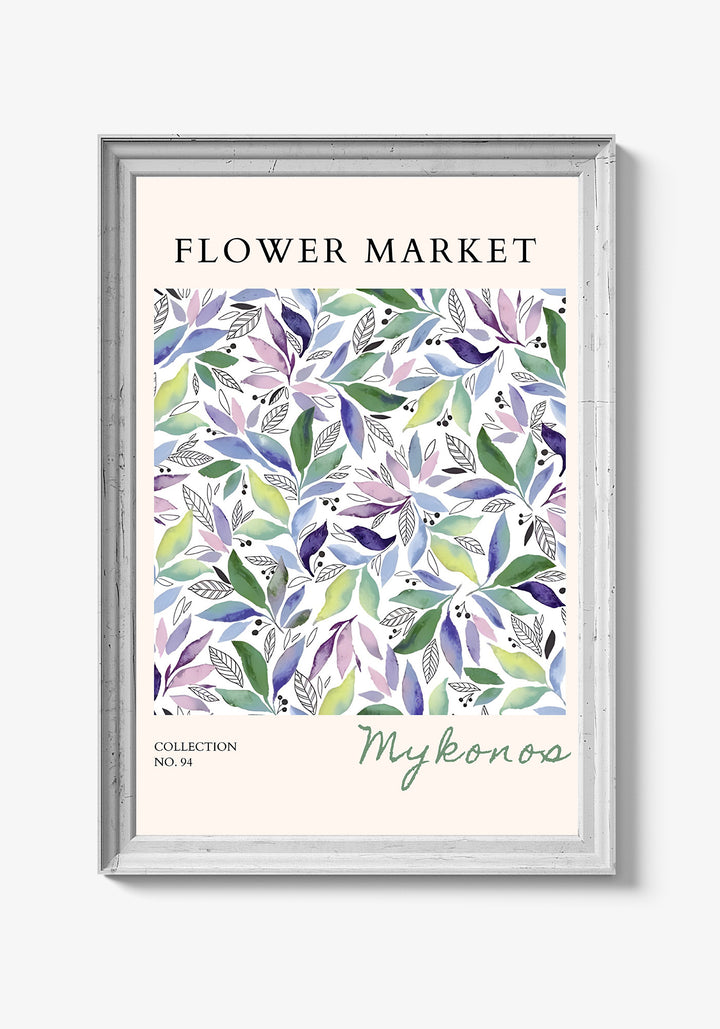 Naturplakat med fokus på vilde blomster og græs.