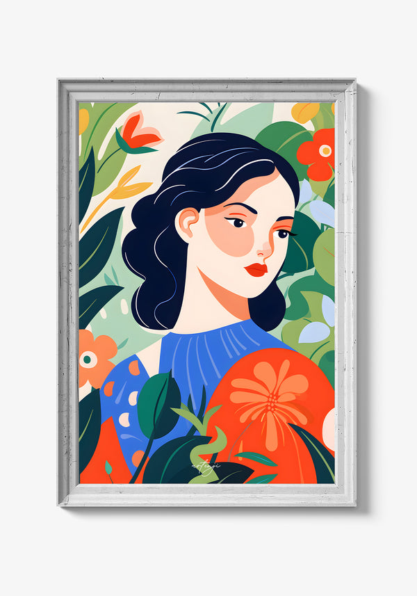 Plakat med farverige tulipaner på enkel baggrund.