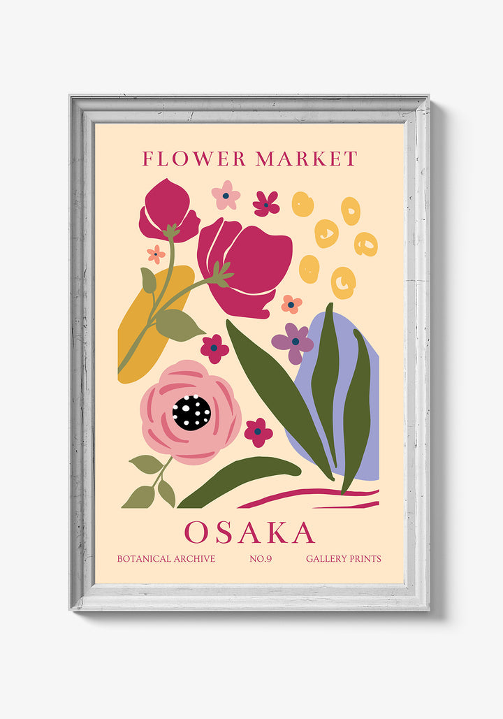 Tropisk blomsterplakat med en eksotisk stil.