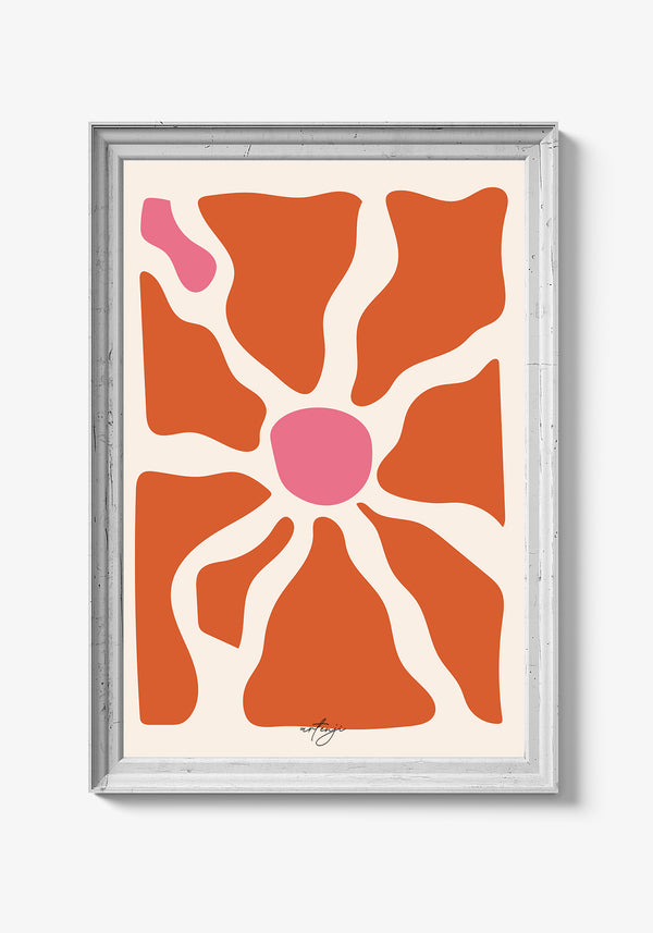 Abstrakt naturplakat med florale detaljer.