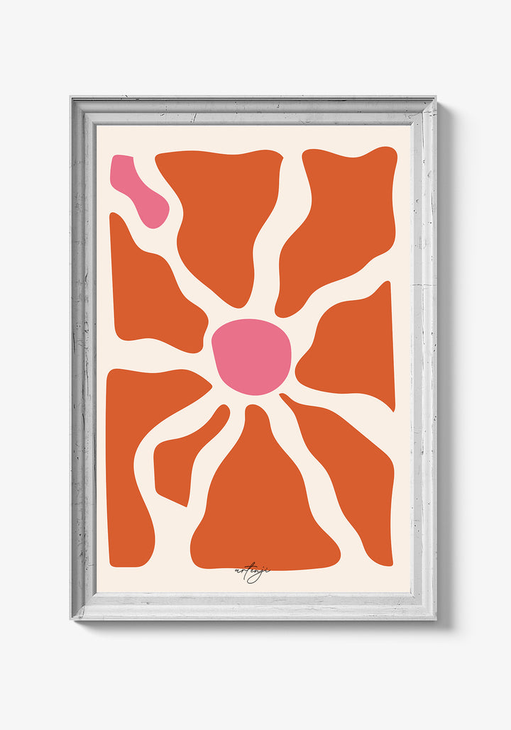 Abstrakt naturplakat med florale detaljer.