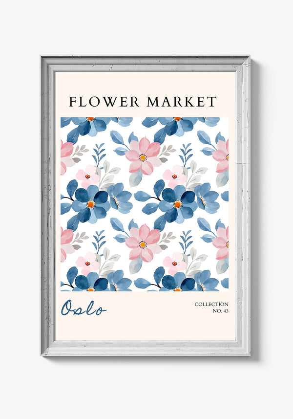 Store botaniske plakater med tropiske blomster.