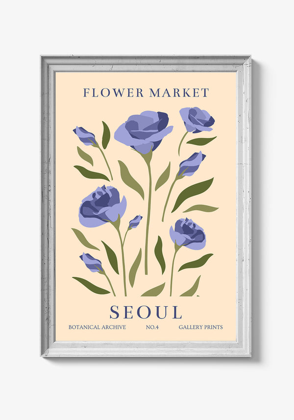 Abstrakt botanisk plakat i dybe, varme farver.