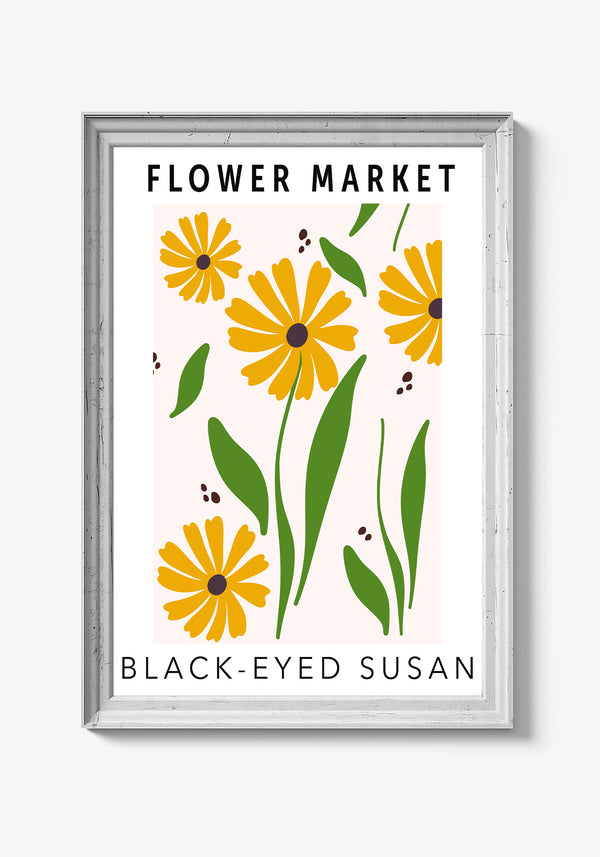 Vintage blomsterplakat med klassisk ramme.