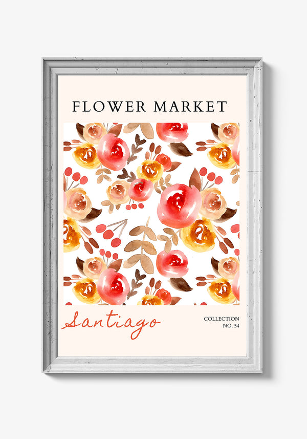 Akvarelblomster på abstrakt kunstplakat.