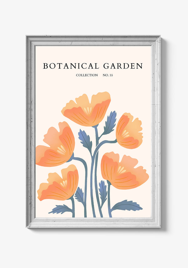 Moderne blomsterplakat med grafiske detaljer.