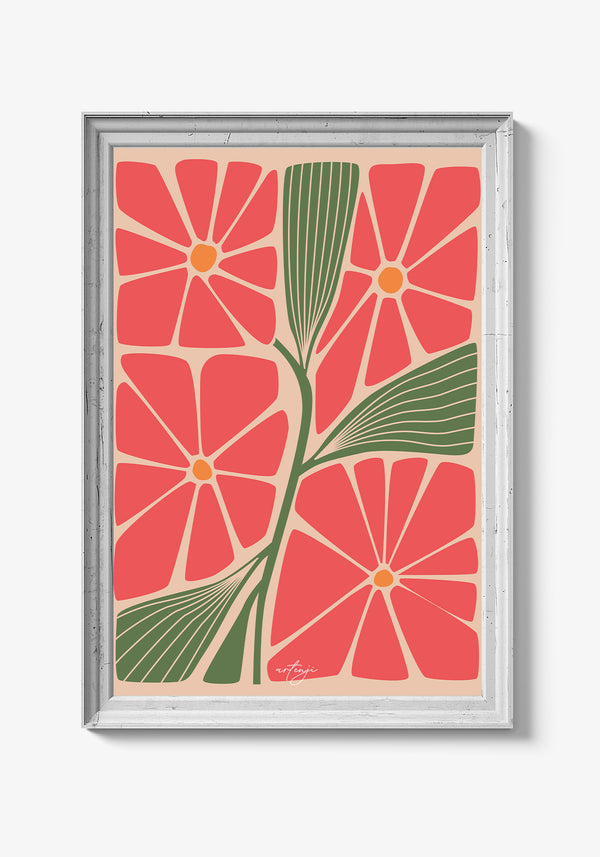 Minimalistisk botanisk plakat i sort-hvid.