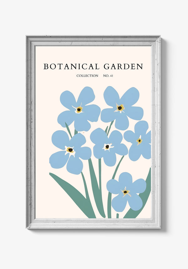 Botanisk plakat med grønne blade og sarte blomster.